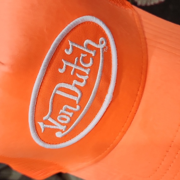 ??️Von Dutch?️ Neon Orange Velvet Trucker Unisex  Hat main image 4